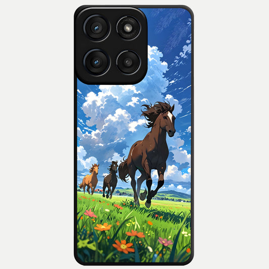 Majestic Horses Galloping Glass Case For Moto Edge 60 Fusion back cover – full design glossy printed glass finish