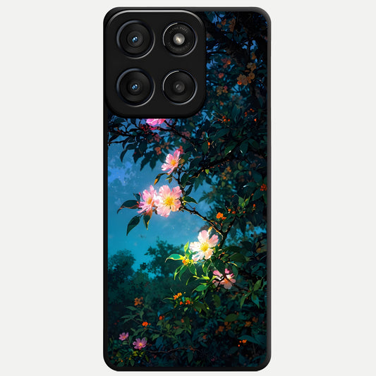  Midnight Bloom Glow Glass Case For Moto Edge 60 Fusion back cover – full design glossy printed glass finish