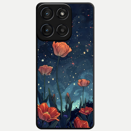  Midnight Tulip Glow Glass Case For Moto Edge 60 Fusion back cover – full design glossy printed glass finish