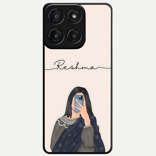  Mirror Mood Muse With Custom Name Glass Case For Moto Edge 60 Fusion back cover – full design glossy printed glass finish