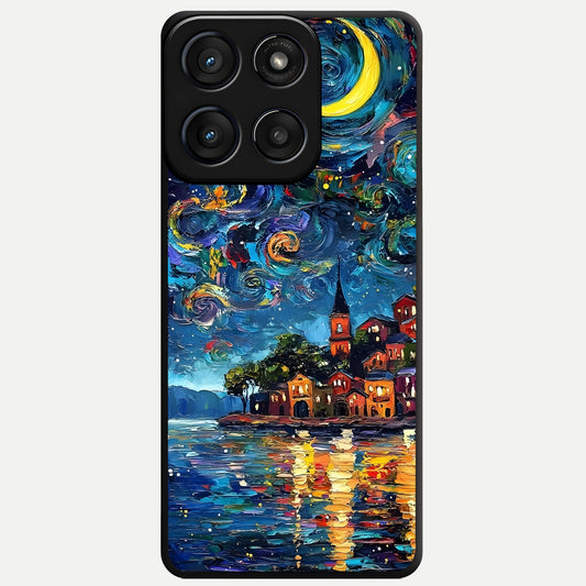  Moonlight Harbor Glow Glass Case For Moto Edge 60 Fusion back cover – full design glossy printed glass finish