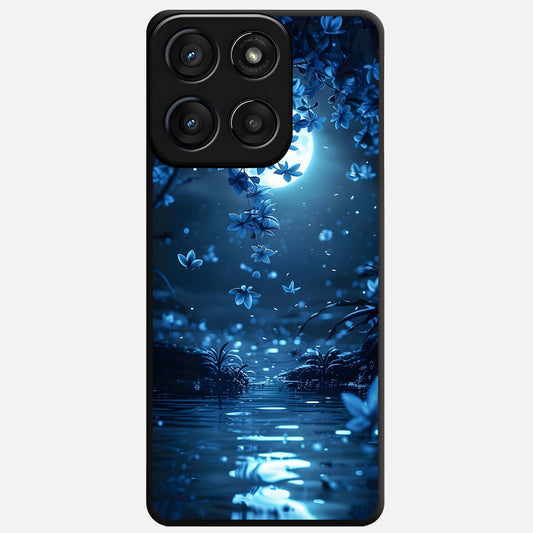  Moonlight Petal Dream Glass Case For Moto Edge 60 Fusion back cover – full design glossy printed glass finish
