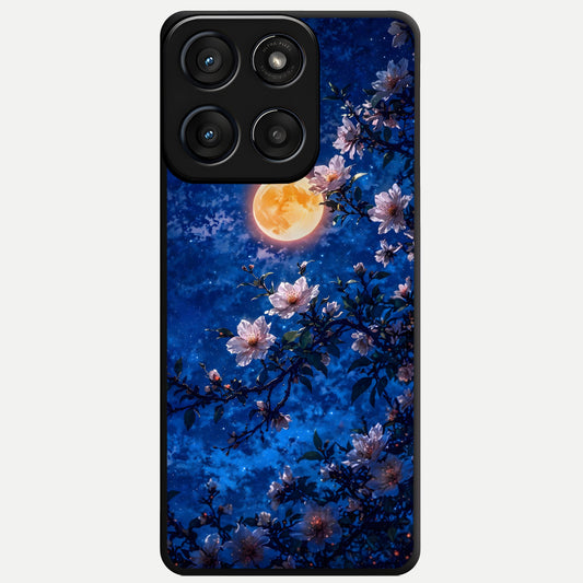  Moonlit Blossoms Night Glass Case For Moto Edge 60 Fusion back cover – full design glossy printed glass finish