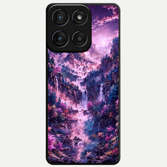  Mystic Cascade Peaks Glass Case For Moto Edge 60 Fusion back cover – full design glossy printed glass finish