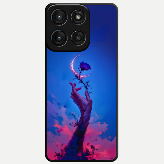  Mystic Hand Glass Case For Moto Edge 60 Fusion back cover – full design glossy printed glass finish
