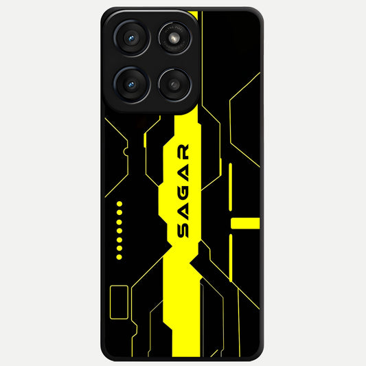  Neon CYBERPUNK Custom Name Glass Case For Moto Edge 60 Fusion back cover – full design glossy printed glass finish
