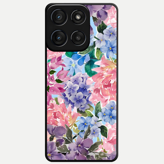  Pastel Floral Mix Glass Case For Moto Edge 60 Fusion back cover – full design glossy printed glass finish