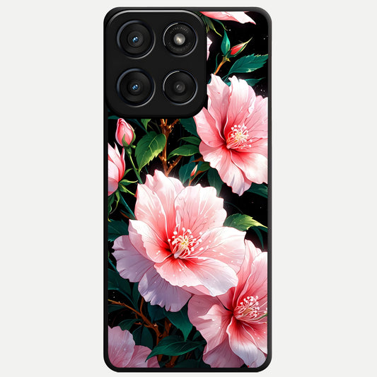  Peach Flower Glass Case For Moto Edge 60 Fusion back cover – full design glossy printed glass finish