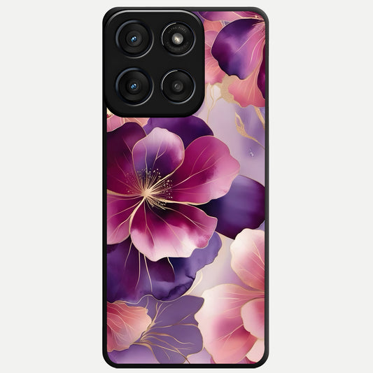  Pink Bouquet Florals Glass Case For Moto Edge 60 Fusion back cover – full design glossy printed glass finish
