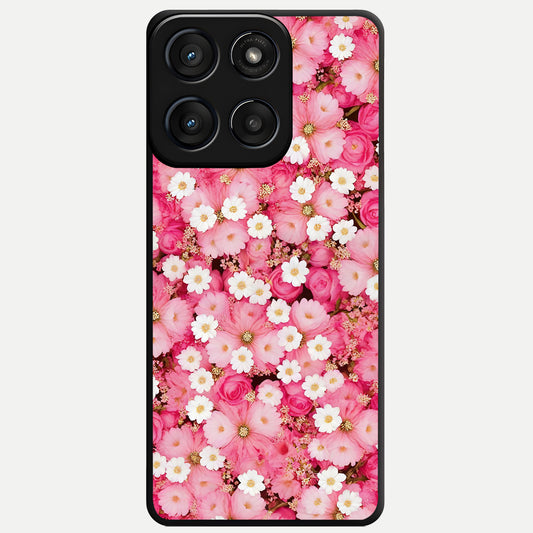  Pink Daisy Bliss Glass Case For Moto Edge 60 Fusion back cover – full design glossy printed glass finish