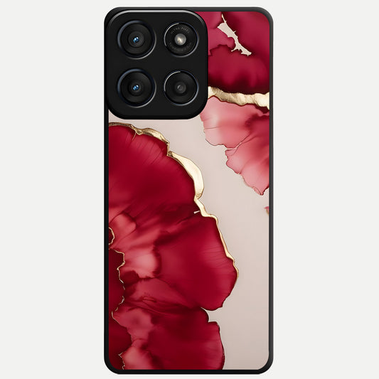  Pink And White Marble Glass Case For Moto Edge 60 Fusion back cover – full design glossy printed glass finish