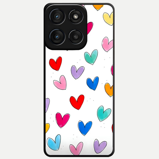  Playful Love Doodles Glass Case For Moto Edge 60 Fusion back cover – full design glossy printed glass finish