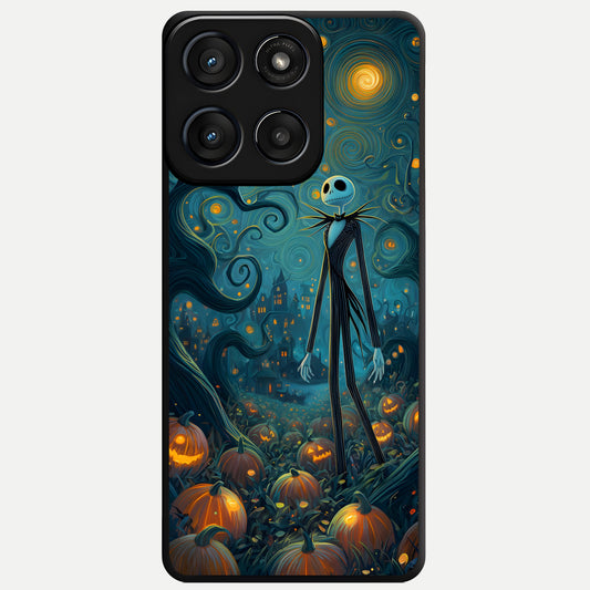  Pumpkin Moon Night Glass Case For Moto Edge 60 Fusion back cover – full design glossy printed glass finish