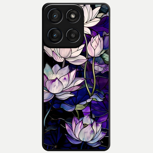  Purple Lotus Pattern Glass Case For Moto Edge 60 Fusion back cover – full design glossy printed glass finish