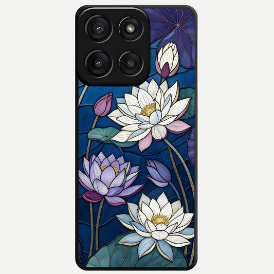 Purple Lotus Stained Glass Case For Moto Edge 60 Fusion back cover – full design glossy printed glass finish