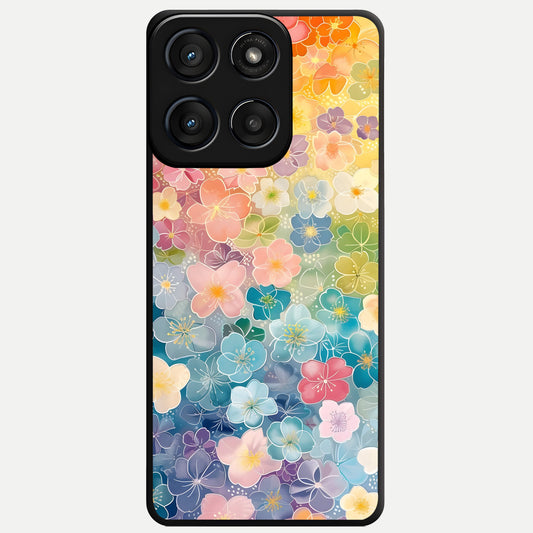  Rainbow Blossom Burst Glass Case For Moto Edge 60 Fusion back cover – full design glossy printed glass finish