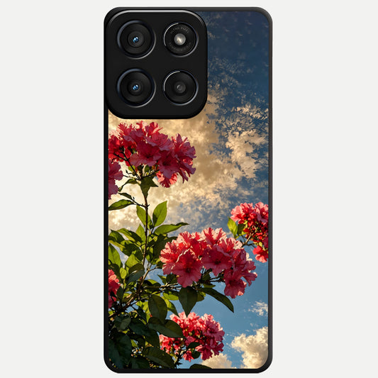  Red Bloom Skies Glass Case For Moto Edge 60 Fusion back cover – full design glossy printed glass finish