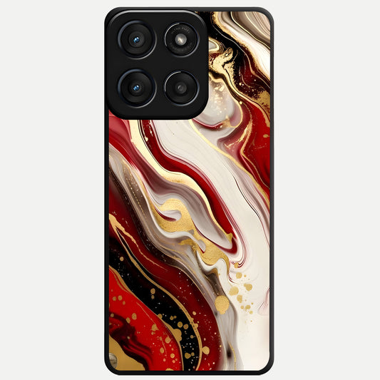  Red And White Marble Glass Case For Moto Edge 60 Fusion back cover – full design glossy printed glass finish