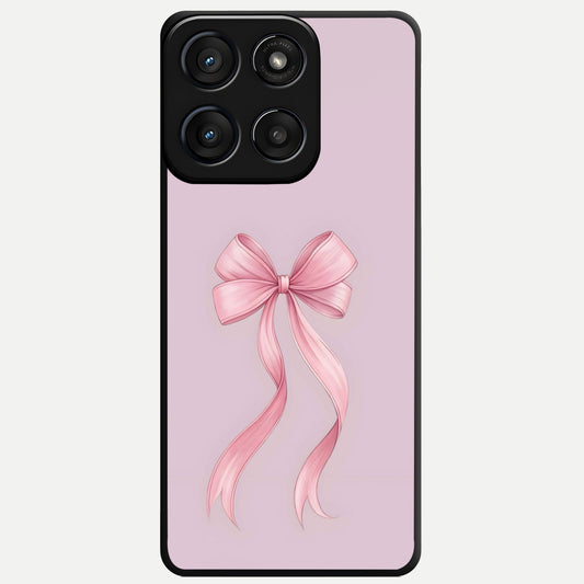  Soft Blush Bow Glass Case For Moto Edge 60 Fusion back cover – full design glossy printed glass finish