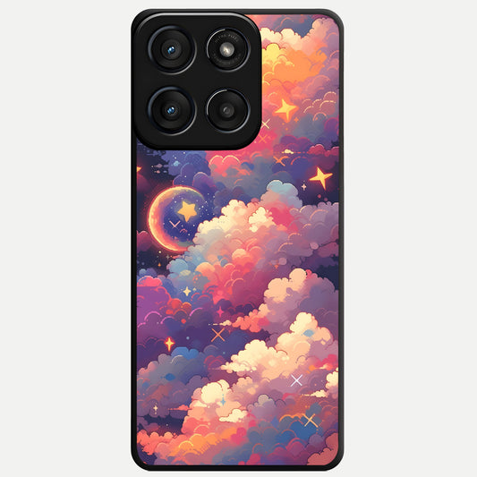  Starlit Dream Clouds Glass Case For Moto Edge 60 Fusion back cover – full design glossy printed glass finish