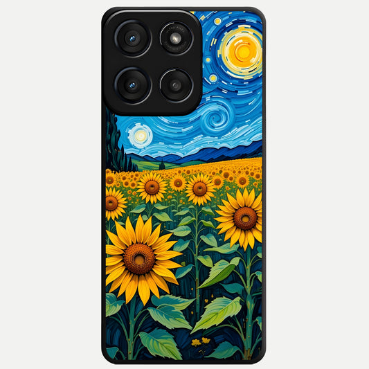  Starry Sunflower Dreams Glass Case For Moto Edge 60 Fusion back cover – full design glossy printed glass finish