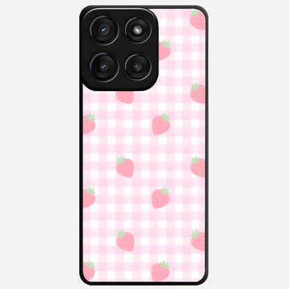  Strawberry Picnic Love Glass Case For Moto Edge 60 Fusion back cover – full design glossy printed glass finish