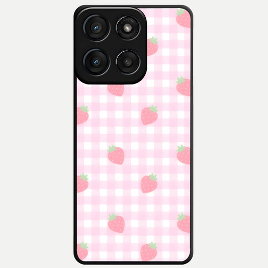  Strawberry Picnic Love Glass Case For Moto Edge 60 Fusion back cover – full design glossy printed glass finish