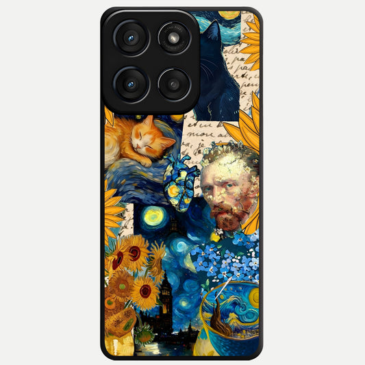  Sunflower Chic Mood Custom Name Glass Case For Moto Edge 60 Fusion back cover – full design glossy printed glass finish