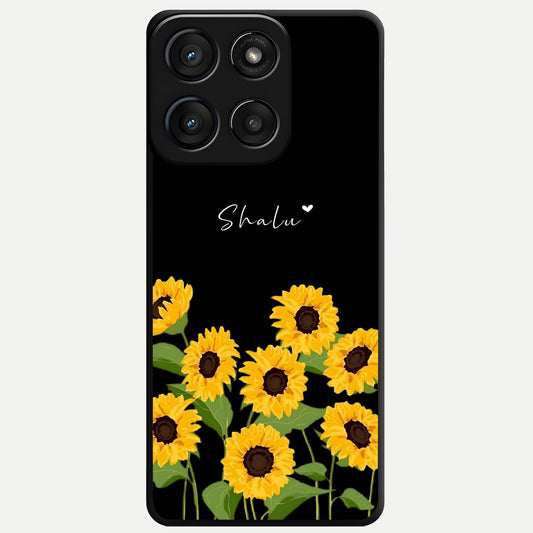  Sunflower Sky Bloom Glass Case For Moto Edge 60 Fusion back cover – full design glossy printed glass finish