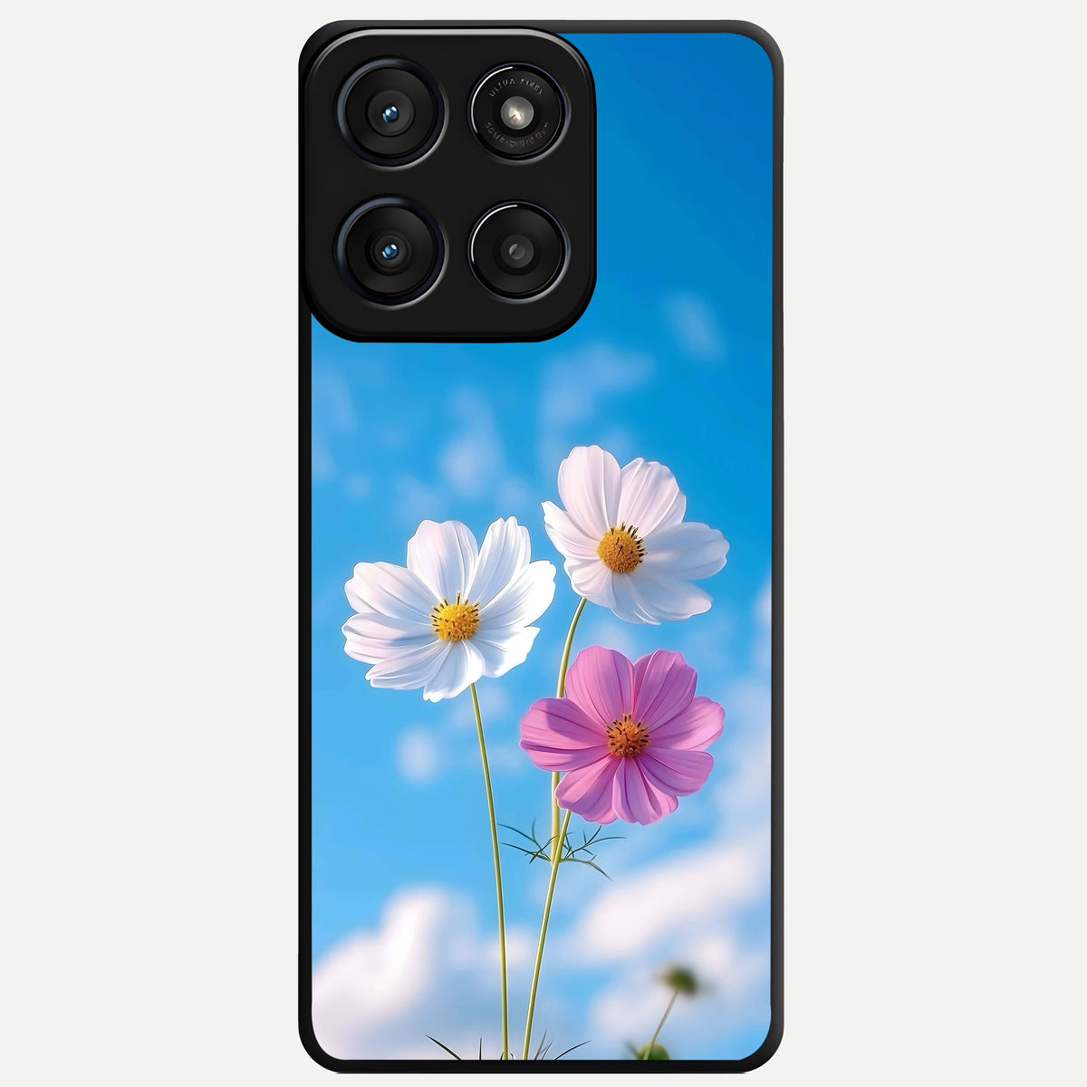  Tripple Flowers With Sky Glass Case For Moto Edge 60 Fusion back cover – full design glossy printed glass finish