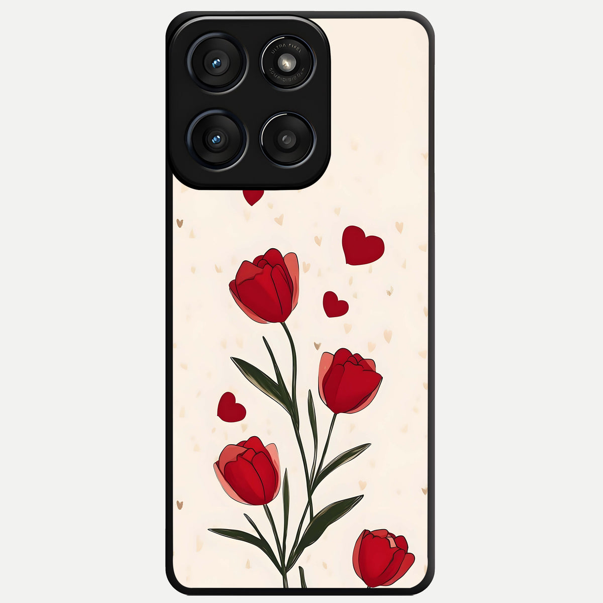  Tulip With Heart Glass Case For Moto Edge 60 Fusion back cover – full design glossy printed glass finish