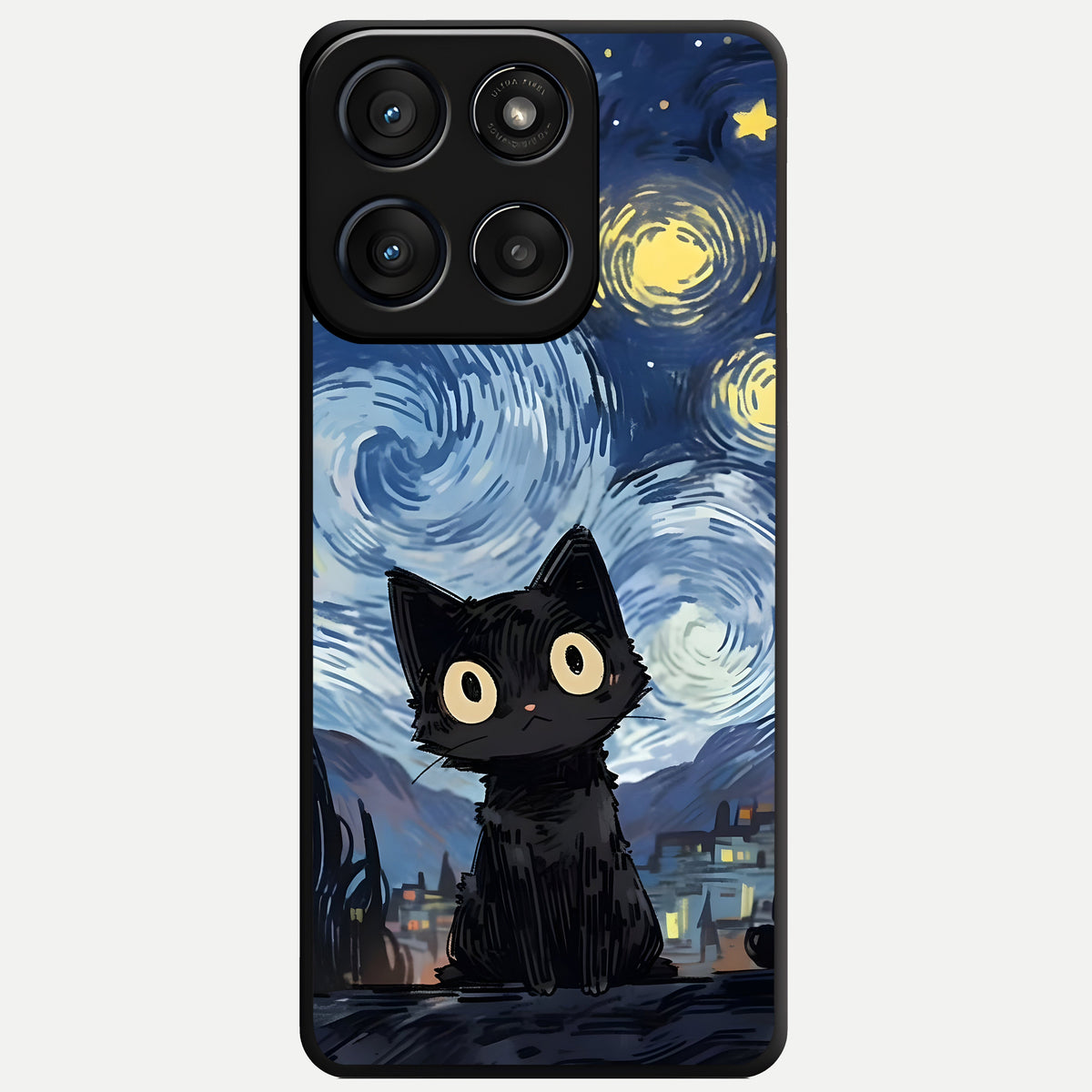  Van Gogh Cat Glass Case For Moto Edge 60 Fusion back cover – full design glossy printed glass finish