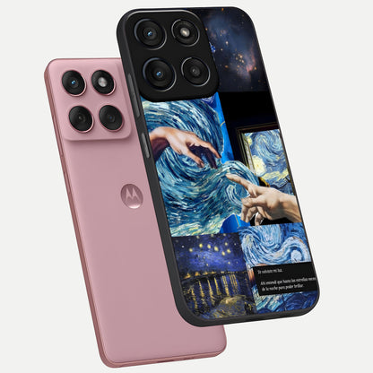  Aesthetic Vando Hands phone case For Moto Edge 60 Fusion showing premium glass back cover with detailed artwork