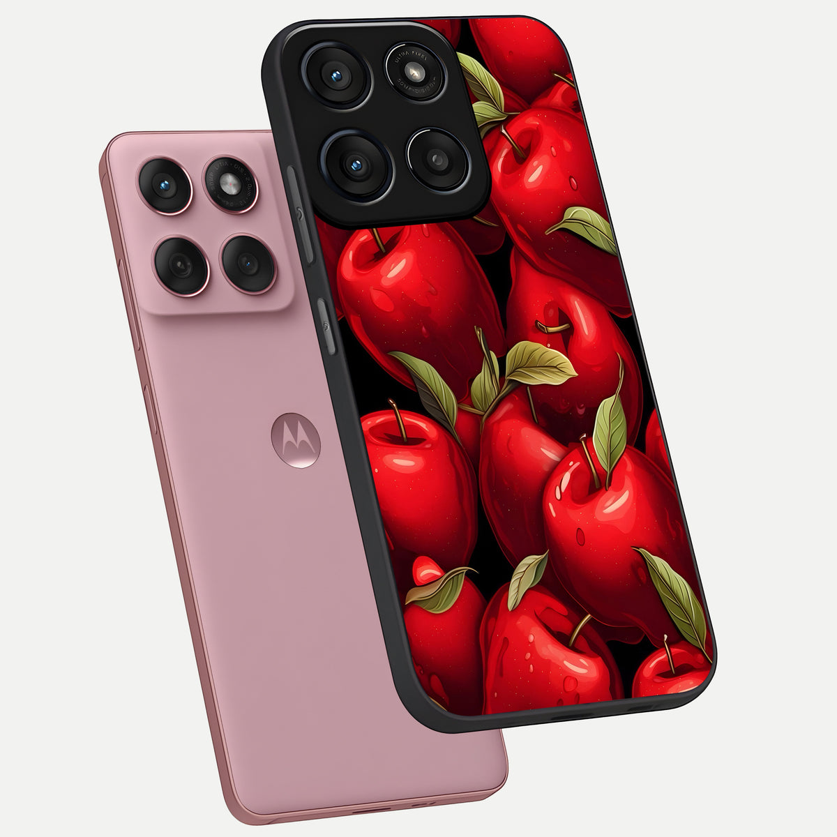  Apple Pattern phone case For Moto Edge 60 Fusion showing premium glass back cover with detailed artwork