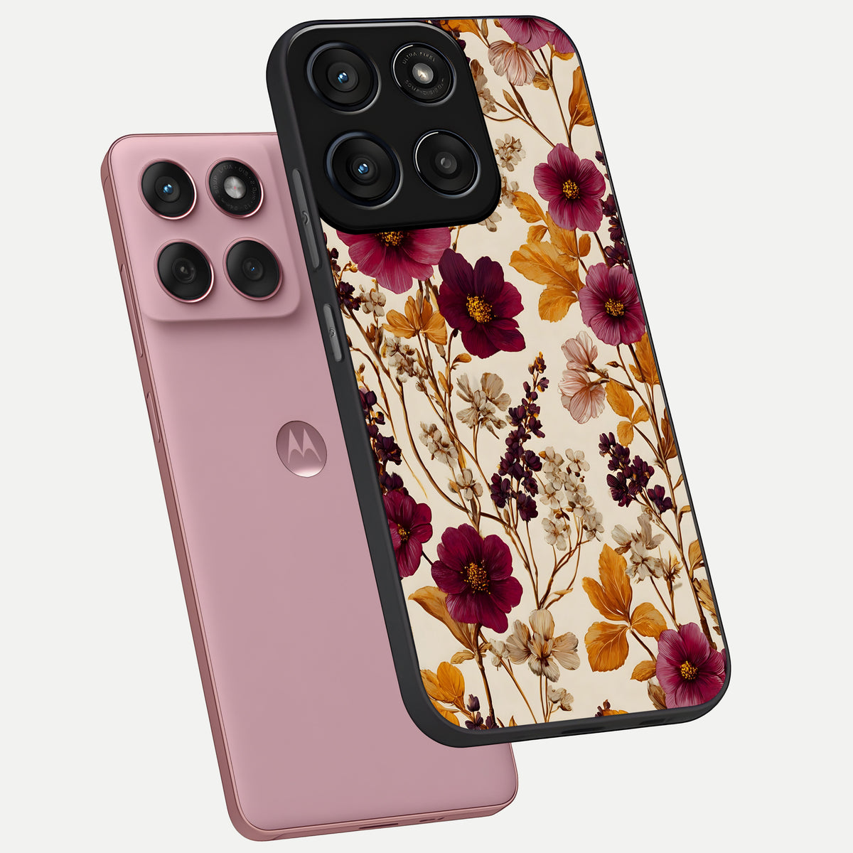  Autumn Wine Bloom phone case For Moto Edge 60 Fusion showing premium glass back cover with detailed artwork
