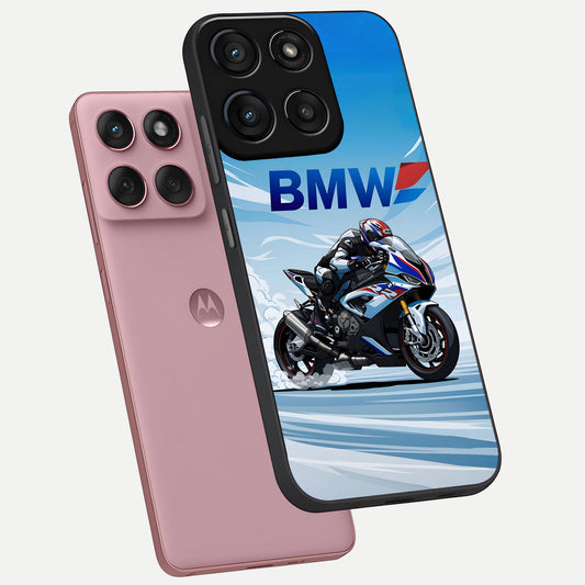  BMW Power Drift phone case For Moto Edge 60 Fusion showing premium glass back cover with detailed artwork