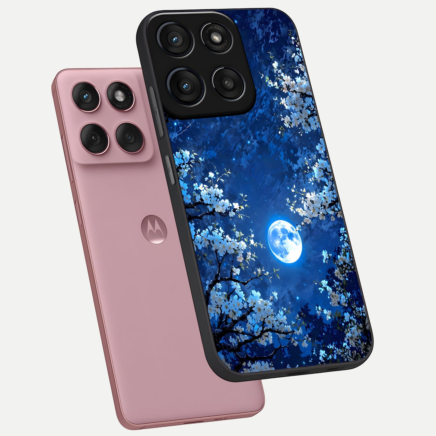  Blossom Moonlight Sky phone case For Moto Edge 60 Fusion showing premium glass back cover with detailed artwork
