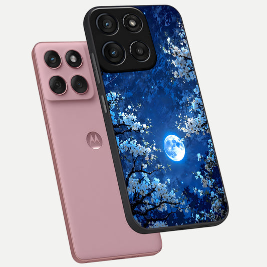  Blossom Moonlight Sky phone case For Moto Edge 60 Fusion showing premium glass back cover with detailed artwork