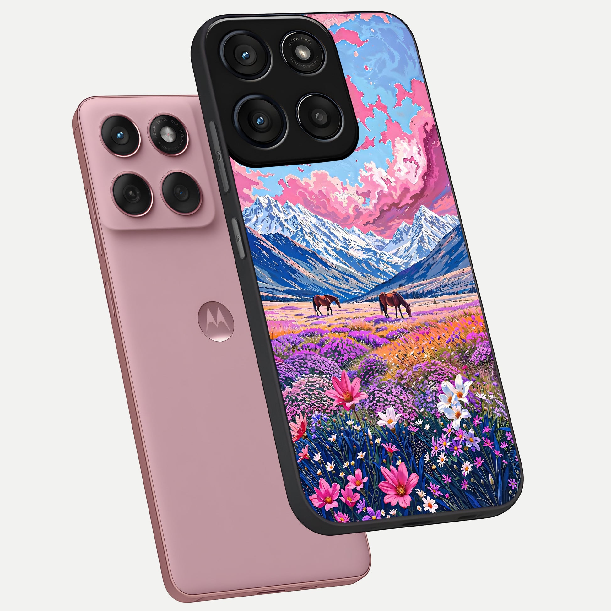  Blossom Valley Dream phone case For Moto Edge 60 Fusion showing premium glass back cover with detailed artwork