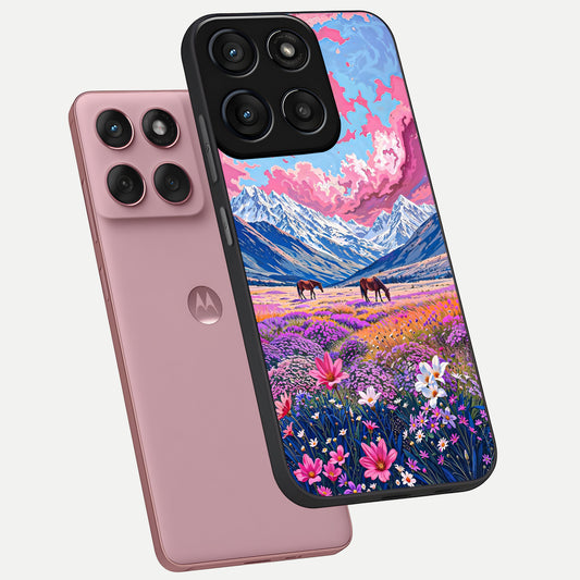 Blossom Valley Dream phone case For Moto Edge 60 Fusion showing premium glass back cover with detailed artwork