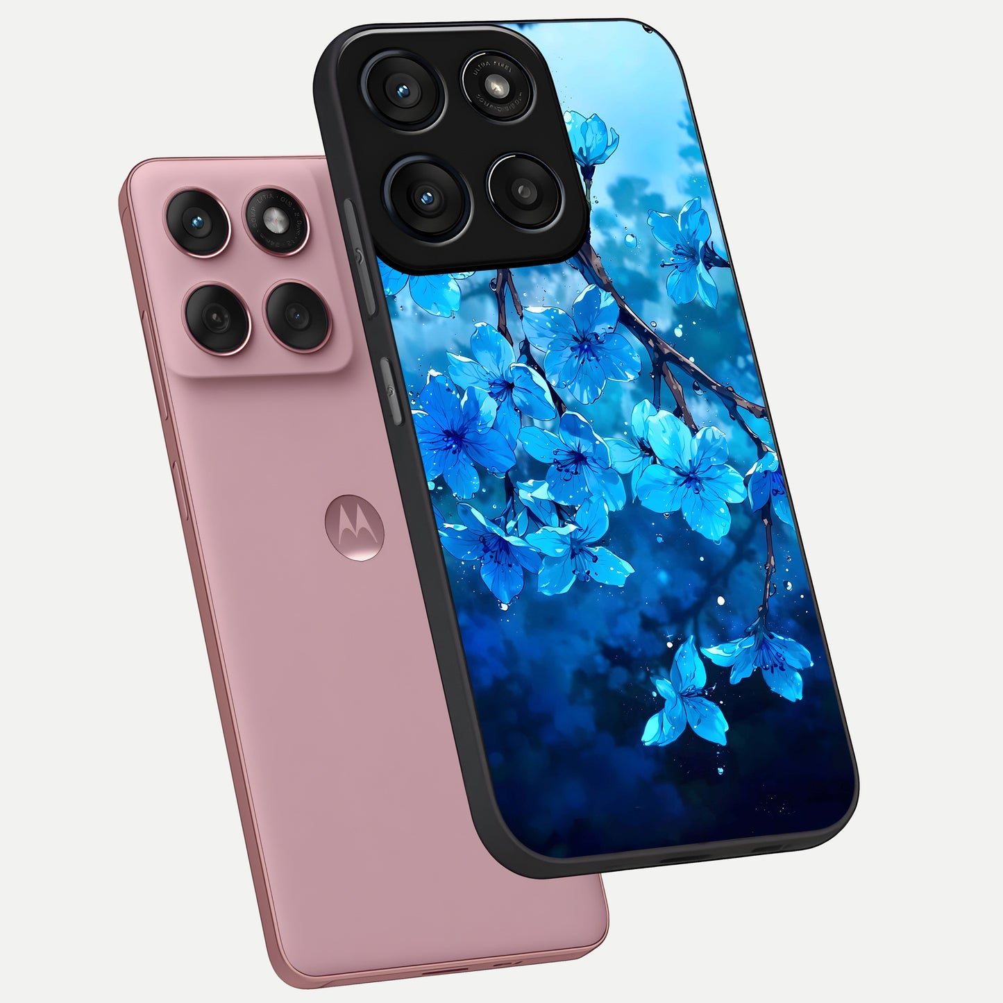  Blue Blossoms Branch phone case For Moto Edge 60 Fusion showing premium glass back cover with detailed artwork