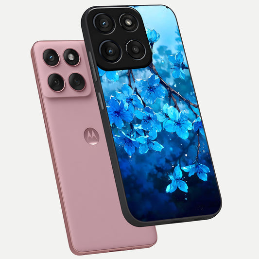  Blue Blossoms Branch phone case For Moto Edge 60 Fusion showing premium glass back cover with detailed artwork