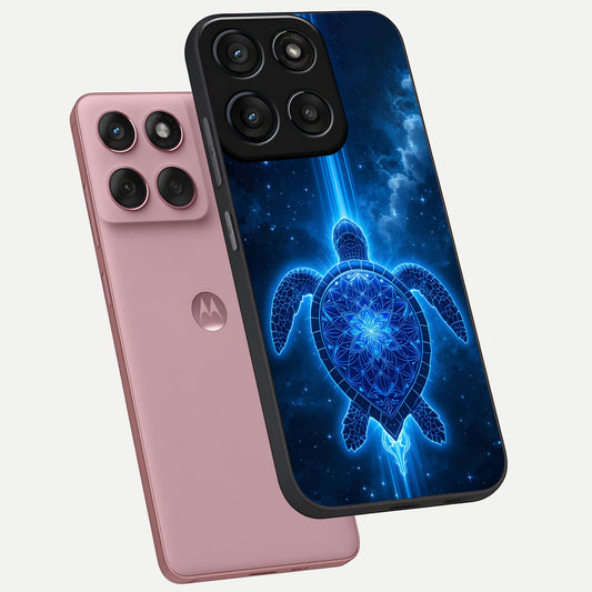  Blue Galaxy Turtle phone case For Moto Edge 60 Fusion showing premium glass back cover with detailed artwork