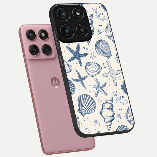  Blue Ocean Outline phone case For Moto Edge 60 Fusion showing premium glass back cover with detailed artwork