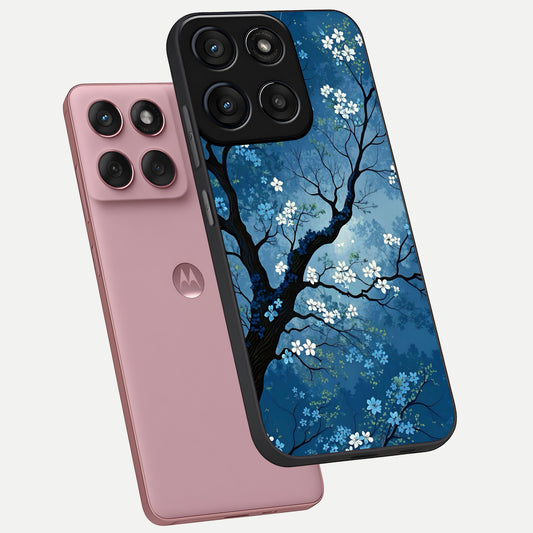  Blue Tree Serenity phone case For Moto Edge 60 Fusion showing premium glass back cover with detailed artwork