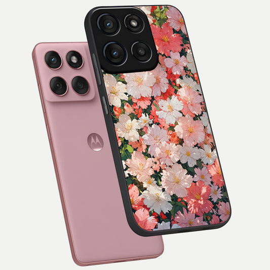  Blush Bloom Field phone case For Moto Edge 60 Fusion showing premium glass back cover with detailed artwork