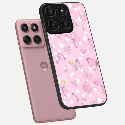  Blush Butterfly Garden phone case For Moto Edge 60 Fusion showing premium glass back cover with detailed artwork