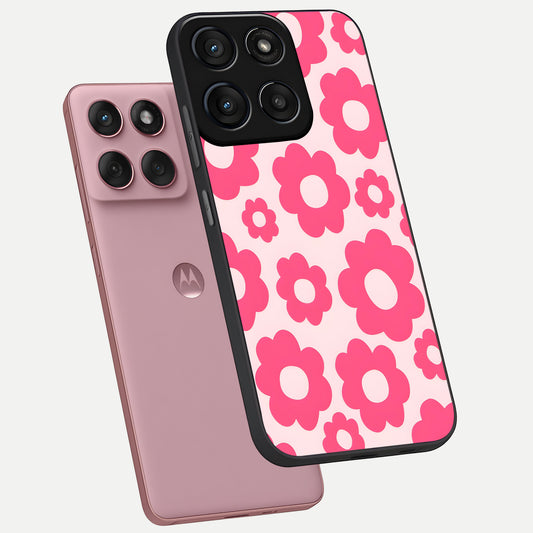  Blush Flower Pop phone case For Moto Edge 60 Fusion showing premium glass back cover with detailed artwork