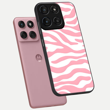  Blush Zebra Flow phone case For Moto Edge 60 Fusion showing premium glass back cover with detailed artwork