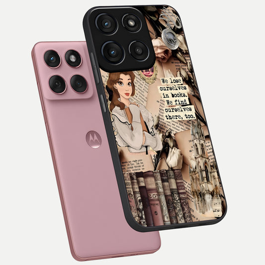  Bookish Dream World phone case For Moto Edge 60 Fusion showing premium glass back cover with detailed artwork